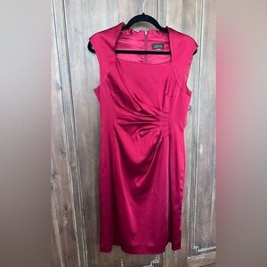 Tahari Ruby Red Sleeveless Midi Dress